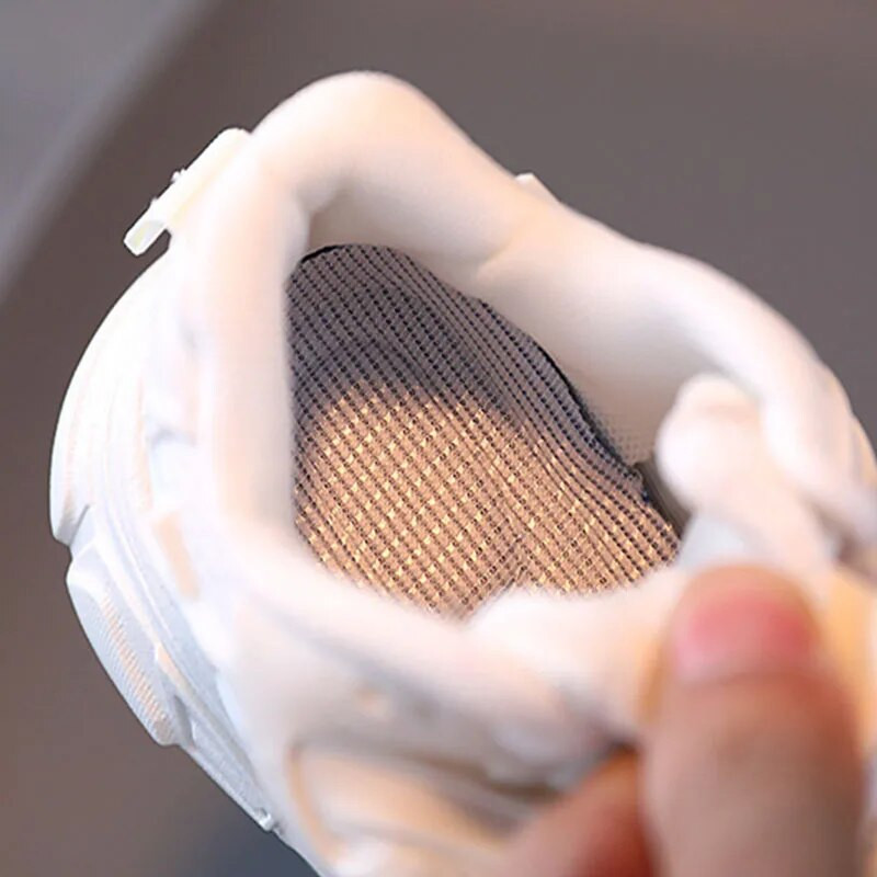 Balti stambūs sportiniai bateliai vaikams, platforma, sportiniai batai mergaitėms, 2022 m. ūgio didinimo batai berniukams, juodi chaki spalvos pleištiniai sportbačiai F06174