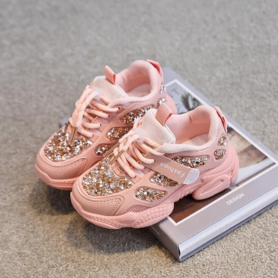 Size 26-37 Children Shoes for Girls Summer Breathable Mesh Kids Comfortable Unisex Boys Sneakers Casual Shiny Sports Shoes