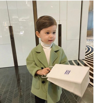 Ανοιξιάτικα μπουφάν για αγόρια Παιδικό κορίτσι μάλλινο διπλό μωρό καμπαρντίνα πέτο Φθινοπωρινό Παιδικό πανωφόρι Χειμερινό μαλλί πανωφόρι