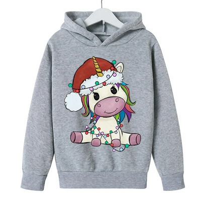 Split Božićni print jednoroga Dječja jesen zima Nova odjeća Crtići Djevojčice Dječaci Duksevi s kapuljačom dugih rukava 2023.