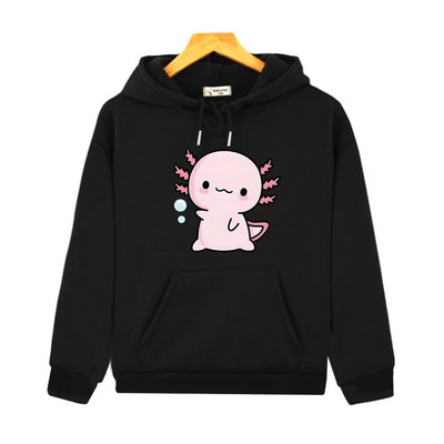 Pink Axolotl Salute Play Bubbles Hoodies Kawaii Graphic Print Megztiniai berniukams/mergaitėms Viršutiniai rudens vilnos šilti drabužiai vaikams