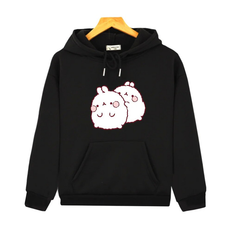 Molango triušio rudens vaikams Kawaii Bunny margintas megztinis su gobtuvu berniukams Merginoms Mieli drabužiai Animacinio filmo kostiumas ilgomis rankovėmis