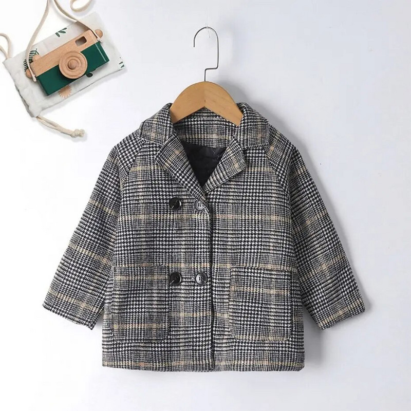 2–7 metų vaikams Kūdikių berniukų Viršutiniai drabužiai Paltai Natūralios vilnos pavasarinė rudens striukė ilgomis rankovėmis Madingi vaikų drabužiai