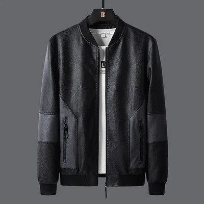 Jachetă din piele sintetică pentru bărbați, marcă BROWON, din piele artificială, modă retro, culori contrastante