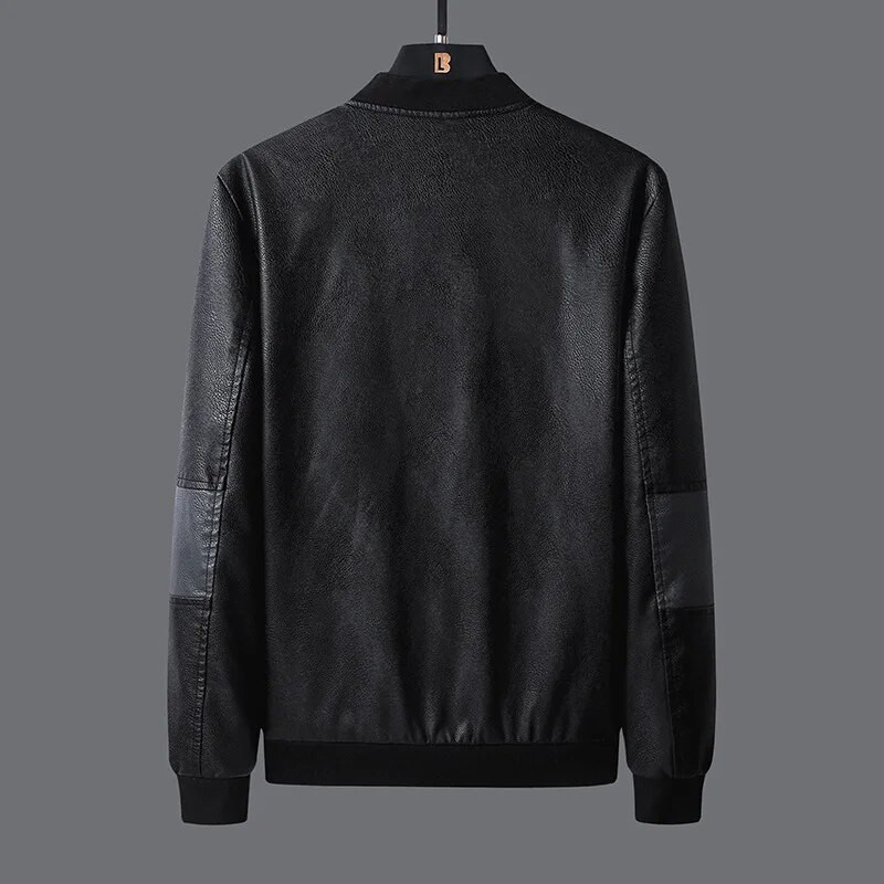 Jachetă din piele sintetică pentru bărbați, marcă BROWON, din piele artificială, modă retro, culori contrastante