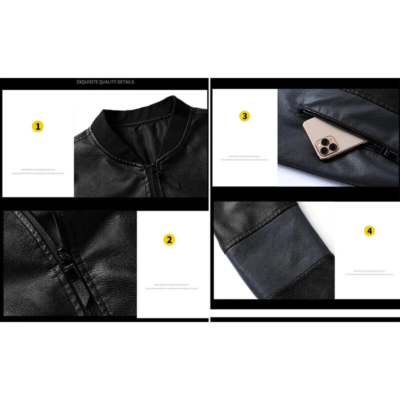 Jachetă din piele sintetică pentru bărbați, marcă BROWON, din piele artificială, modă retro, culori contrastante