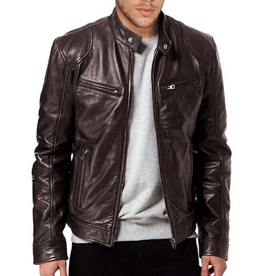 Bărbați, toamnă, nou-nouț, ocazional, vintage, jachetă din piele, haină pentru bărbați, ținută de primăvară, design cu motor, cu buzunar, jachetă din piele PU bărbați M-5Xl