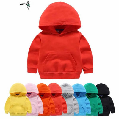 Fashion Children Clothes Sports Hoodies Pure Color Toddler Girls Sweatshirt Sweater Spring Cotton Outwear Tops Baby Boys Fleece