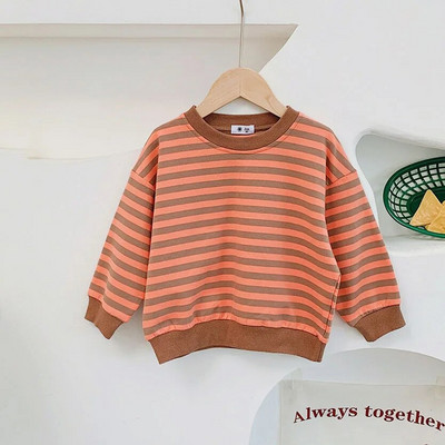 2-8T Striped Kid Sweatshirt Toddler Kid Baby Boys Girls Clothes Autumn Winter Pullover Top Cotton Infant Hoodies Loose Outfit