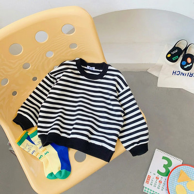 Hanorac cu dungi 2-8T Copil Copil Copil Bebeluș Băieți Fete Haine Toamnă Iarnă Pulover Top Bumbac Hanorace pentru sugari Ținută lejeră