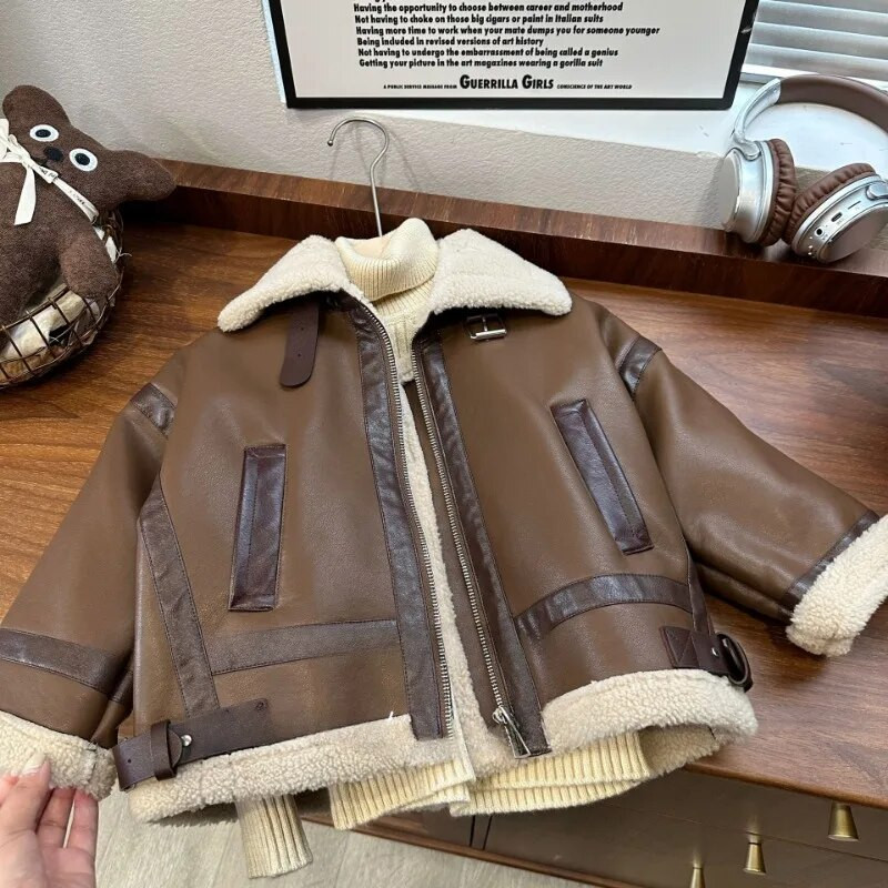 Noi baieti toamna iarna o bucata blana integrata costum motociclete la moda largi tot-meciul pluș cald rece în aer liber