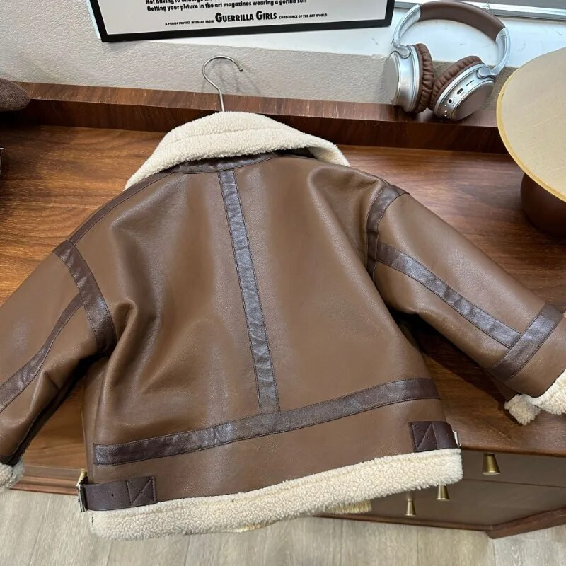 Noi baieti toamna iarna o bucata blana integrata costum motociclete la moda largi tot-meciul pluș cald rece în aer liber