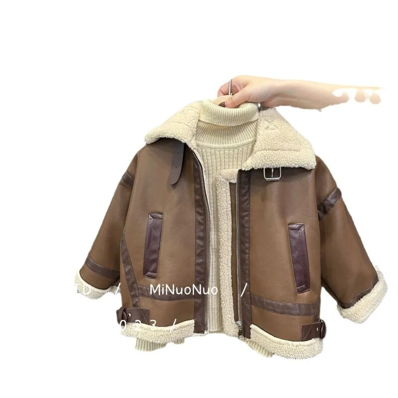 Noi baieti toamna iarna o bucata blana integrata costum motociclete la moda largi tot-meciul pluș cald rece în aer liber