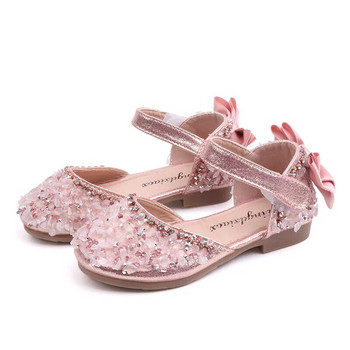 Нови детски обувки за принцеси Бебешки момичета Плоски блестящи кожени сандали Модни пайети Меки детски танцови парти блестящи обувки