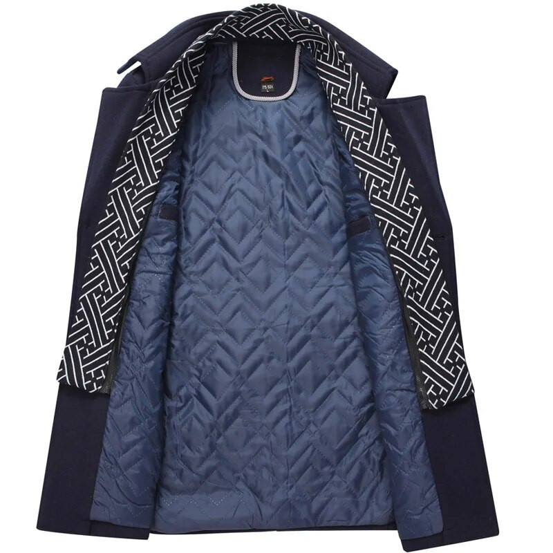 Zimski muški vuneni kaputi Modni podebljani trenč jednobojni spušteni ovratnik Topla gornja odjeća Poslovno ležerni vuneni kaput Muški