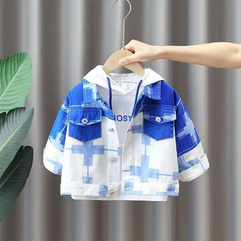 Детско дънково яке Пролетно и есенно облекло 2023 Нова мода Корейско яке Boy Boby Ежедневно дънково яке