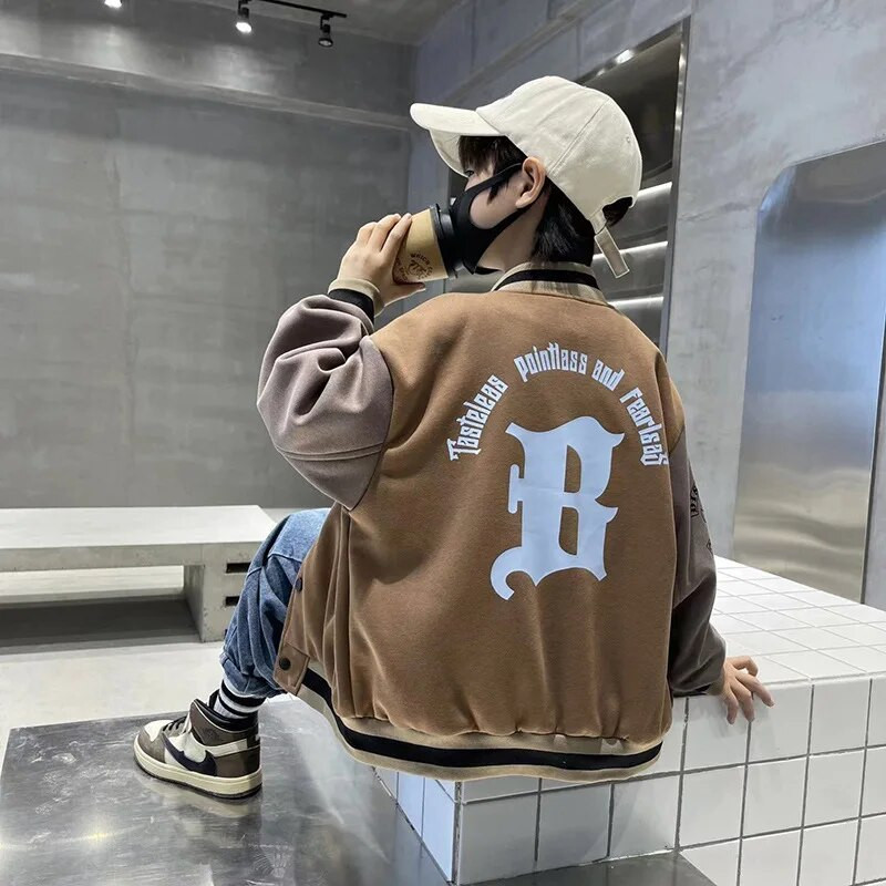 Dječja bomber jakna Dječja proljeće jesen Gornja odjeća s printom slova Dječaci Ulična odjeća Sveučilišna bejzbol uniforma Kaputi 4 6 8 10 12 14 Y