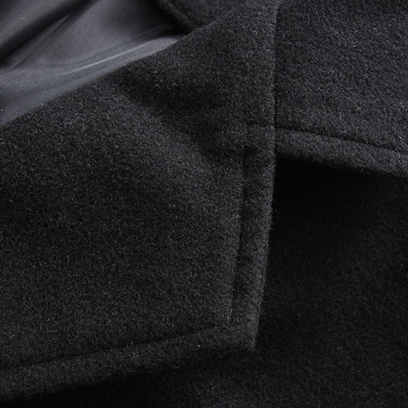 Palton lung din amestec de lână pentru bărbați, toamnă iarnă, culoare solidă, guler cu rever, haină de lână, jachetă de vânt subțire, îmbrăcăminte pentru bărbați