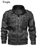 Jachetă din piele denim pentru bărbați, buzunar cu fermoar multifuncțional, haine în stil britanic, motocicletă de stradă, 6XL, largi, caldă, PU, unisex