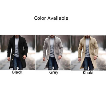 Νέα ανδρικά παλτό με μονό στήθος Μπλούζες με πέτο μακρυμάνικο μάλλινο μείγμα Casual μακριά μπουφάν Trench ανδρικά ρούχα