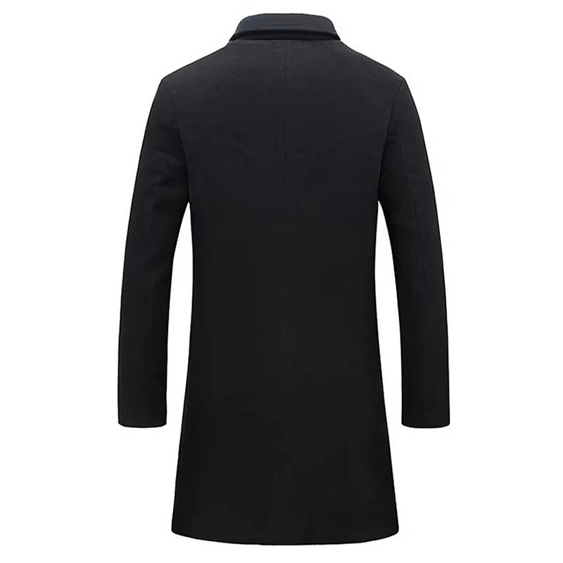 Noi bărbați paltoane cu un singur piept pardesiu Topuri rever cu mânecă lungă amestecuri de lână jachete lungi ocazional trench Îmbrăcăminte pentru bărbați