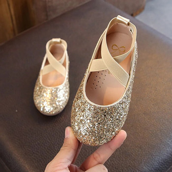 Момичета Балетни обувки Бебешки танцови парти обувки за момичета Блестящи детски обувки Златни блестящи обувки за принцеса 3-12 години Детски обувки MCH026