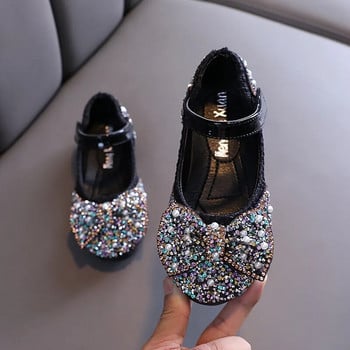 Έγχρωμες παγιέτες Κοριτσίστικα παπούτσια Rhinestone 2023 Άνοιξη Φθινόπωρο Νέα Παιδικά Παπιγιόν Πριγκίπισσα Παπούτσια Παιδικά χορευτικά Show Flats παπούτσια G48