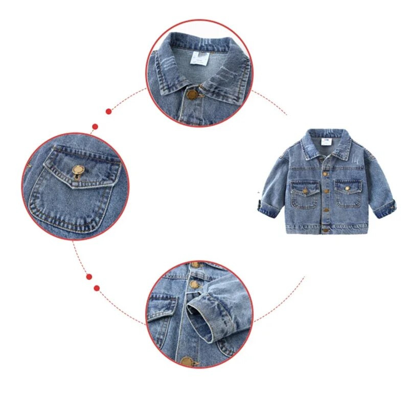 Primăvară Toamnă Copii Jachete de blugi pentru băieți Paltoane pentru bebeluși Noua modă Copii Îmbrăcăminte pentru copii Blugi rupte Jachete 3 4 5 6 7 Ani