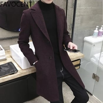 Ανδρικά χοντρά μάλλινα μείγματα Trench Long Casual Top Coats Μόδα Ζεστό Παλτό Πετό Γιακά Πανωφόρι Plus μέγεθος 5XL Ανδρικό λεπτό αντιανεμικό