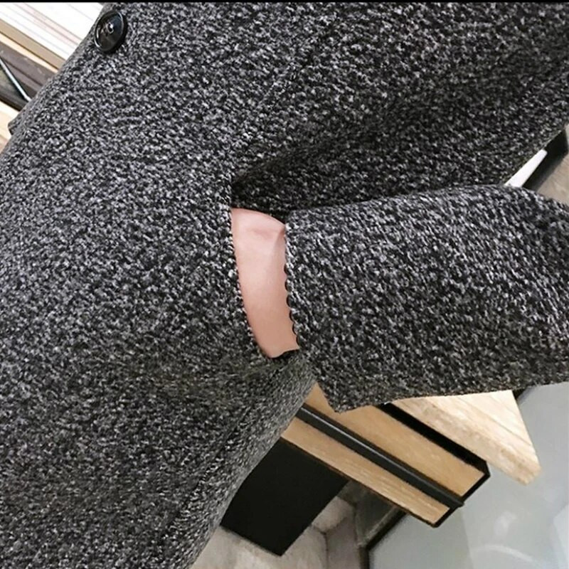 Trench pentru bărbați, amestecuri de lână groasă, lungi, ocazional, haine calde de modă, pardesiu cu guler cu rever, plus mărimea, 5XL, pentru bărbați, subțire.