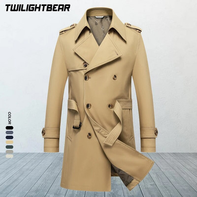 Trench pentru bărbați, clasic, solid, cu dimensiuni mari, paravent, de înaltă calitate, pentru afaceri, ocazional, îmbrăcăminte pentru bărbați M-8XL BF7987