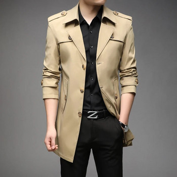 Nieuwe Lente Mannen Geul Mode Engeland Stijl Lange Trenchcoats Mens Casual Bovenkleding Jassen Windjack Merk Heren Kleding 2022