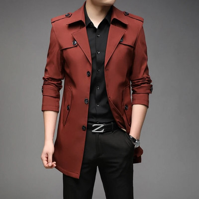 Nieuwe Lente Mannen Geul Mode Engeland Stijl Lange Trenchcoats Mens Casual Bovenkleding Jassen Windjack Merk Heren Kleding 2022 m.