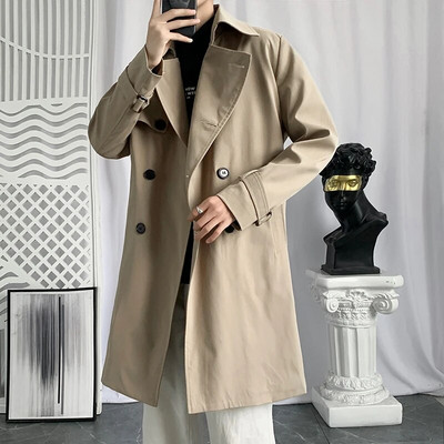2023 novodošli jesenski modni dugi stilski kaput muški kaput s duplim kopčanjem, proljetne muške ležerne jakne pune veličine M-4XL
