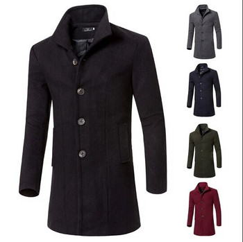 Man Winter Long Wool Trench