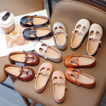 2024 Пролет Есен Детски кожени обувки с T-каишки Бебешки обувки за момиченце Принцеса Обувки за ученически момичета Оксфордски обувки