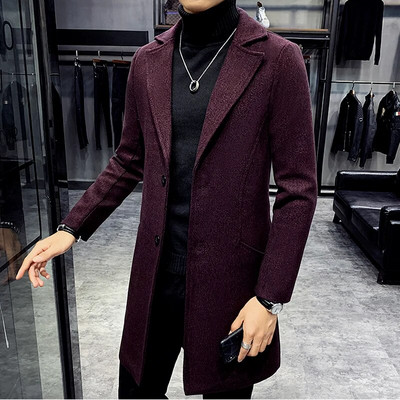 Trench pentru bărbați, amestecuri de lână groasă, lungi, ocazional, haine calde de modă, pardesiu cu guler cu rever, plus mărimea, 5XL, pentru bărbați, subțire.