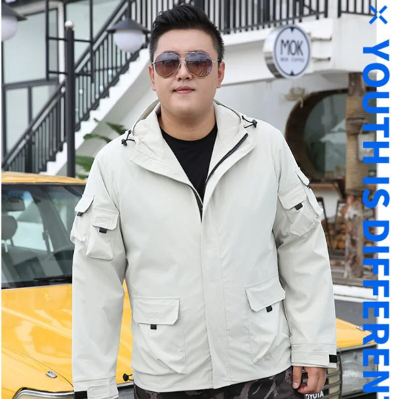 Muškarci Cargo jakna Hoodie Crno Žuta Safari Muška Široka Velika Veličina 8XL Kaputi 7XL 6XL Vjetrovke Proljeće 5XL 9XL Odjeća