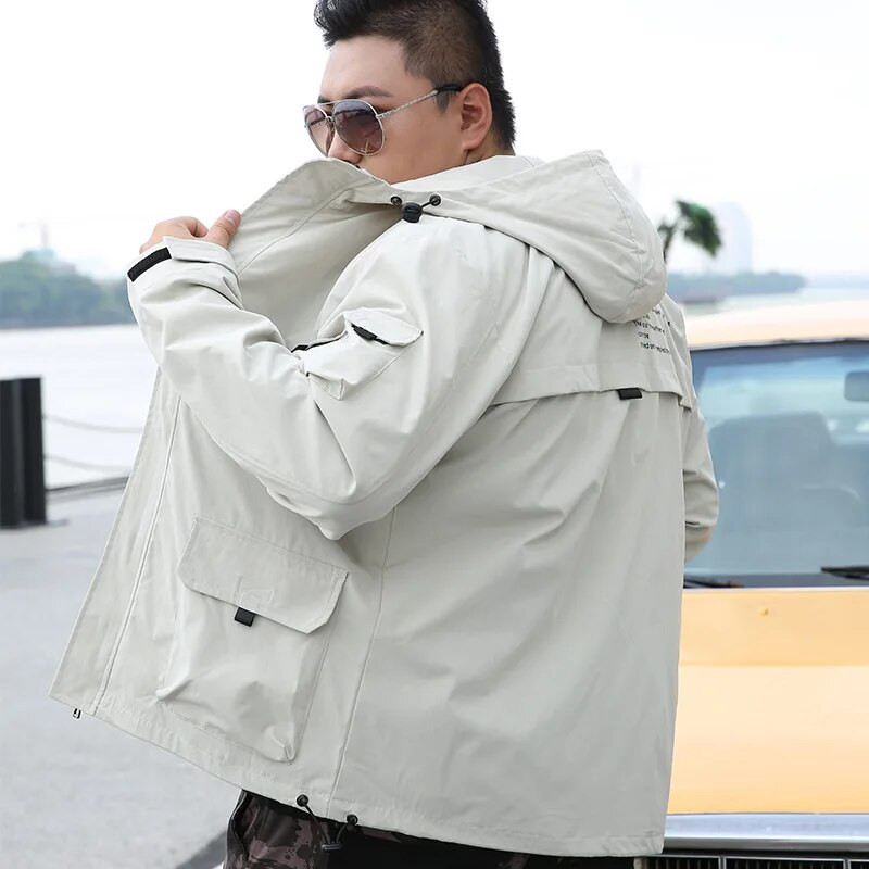 Muškarci Cargo jakna Hoodie Crno Žuta Safari Muška Široka Velika Veličina 8XL Kaputi 7XL 6XL Vjetrovke Proljeće 5XL 9XL Odjeća