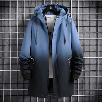 Jesenska muška jakna vjetrovka srednje dužine velike veličine s kapuljačom proljeće jesen gradijent boja top trend 9XL 10XL 8XL