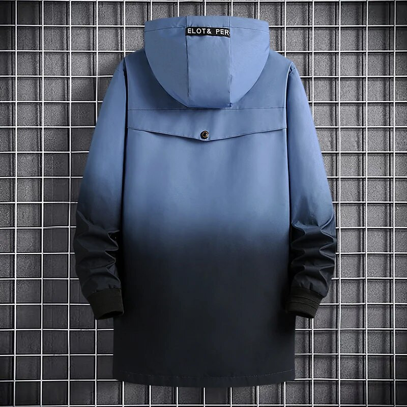 Jesenska muška jakna vjetrovka srednje dužine velike veličine s kapuljačom proljeće jesen gradijent boja top trend 9XL 10XL 8XL