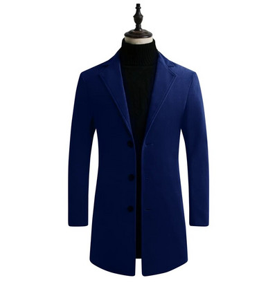 10 Culori Toamna/Iarna Barbati Slim Fit Trench Imbracaminte 2022 Moda Lână Amestecat Trench Mediu Lungime Bărbați Mantoane Casual Business