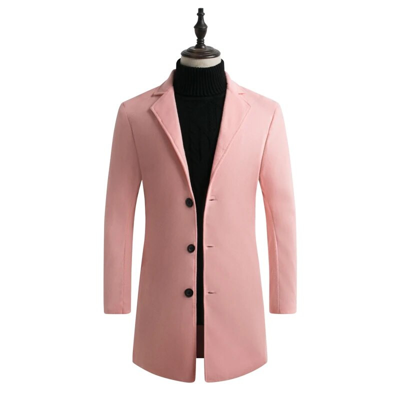 10 Culori Toamna/Iarna Barbati Slim Fit Trench Imbracaminte 2022 Moda Lână Amestecat Trench Mediu Lungime Bărbați Mantoane Casual Business