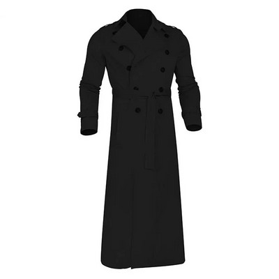 Trenci pentru bărbați, lung și subțire, trenci cu revere dublu, pentru bărbați, moda toamnă și iarnă, trenci cu design lung pentru bărbați