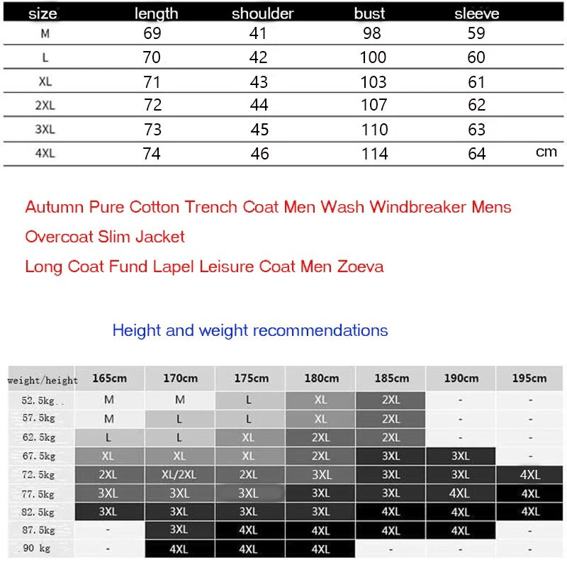 Trenci din bumbac pur de toamnă, pentru bărbați, nou spălat, pardesiu, pardesiu, lung, subțire, guler răsturnat, jachetă casual Albastru Zoeva