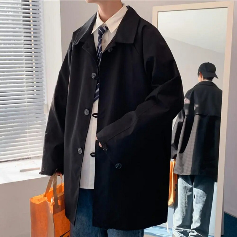 2023 Cămăși cardigan negru pentru bărbați Ocazional cusătură deschisă Îmbrăcăminte pentru bărbați Trench cu mânecă lungă Paltoane lungi Moda stil japonez Topuri Yukata