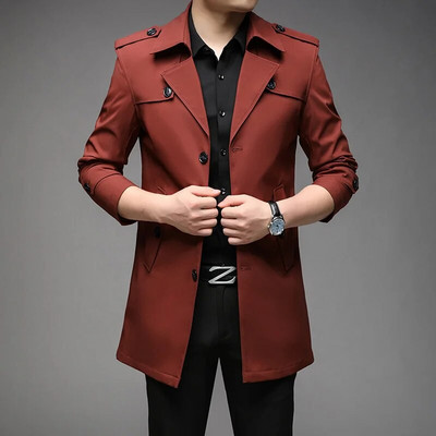 Trench pentru bărbați de primăvară 2023, la modă, în stil englezesc, trenci lungi pentru bărbați, ocazional, jachete, jachete de vânt, îmbrăcăminte pentru bărbați