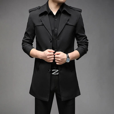 Trench pentru bărbați de primăvară 2023, la modă, în stil englezesc, trenci lungi pentru bărbați, ocazional, jachete, jachete de vânt, îmbrăcăminte pentru bărbați