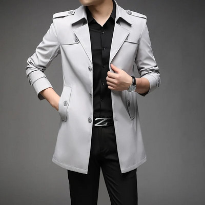 Trench pentru bărbați de primăvară 2023, la modă, în stil englezesc, trenci lungi pentru bărbați, ocazional, jachete, jachete de vânt, îmbrăcăminte pentru bărbați