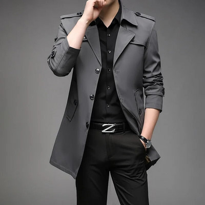 Trench pentru bărbați de primăvară 2023, la modă, în stil englezesc, trenci lungi pentru bărbați, ocazional, jachete, jachete de vânt, îmbrăcăminte pentru bărbați